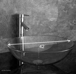 Padova 42cm Frosted Glass Round Wash Basin Sink + Tap + Waste Set
