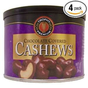 Trophy Nut Chocolate Covered Cashews, 10 Ounce Cans (Pack of 4 