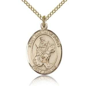  Gold Filled 3/4in St Martin of Tours Medal & 18in Chain Jewelry