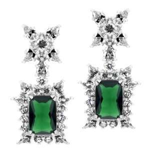  Night at the Oscars Fancy CZ Emerald Dangle Earrings 