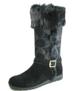  Coach Deeann A7294 Signature Embossed Fur Trimmed Boots 