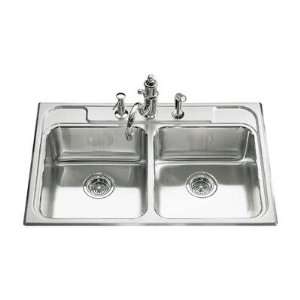  Ballad Double Equal Self Rimming Kitchen Sink Faucet Holes 