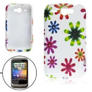  Gino Colorful Flower Print White Soft Plastic Case for HTC 
