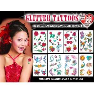  Temporary Tattoos, Glitter, 55 tattoos Health & Personal 