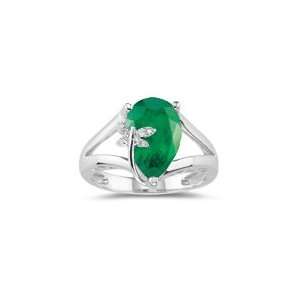  0.03 Ct Diamond & 1.56 Cts Emerald Ring in 14K White Gold 