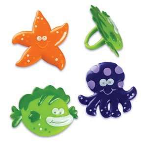  12 pk Sea Animal Rubber Cupcake Topper Rings Toys & Games