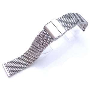   Polished Stainless Steel Wire Mesh Band Double Flip Interlock Clasp