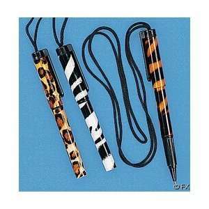  12 Animal Print Pens on a Rope Toys & Games