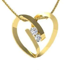  Captured In My Heart Pendant, 14K Yellow Gold Necklace 