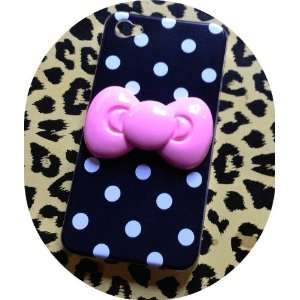  Hello Kitty Pink Polka Dot Kawaii Bow Deco Iphone 4 / 4s 