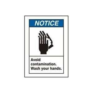 NOTICE AVOID CONTAMINATION WASH YOUR HANDS (W/GRAPHIC) Sign   14 x 10 