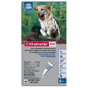  4 MONTH K 9 ADVANTIX Blue (for dogs over 55lbs.) Pet 