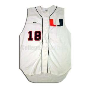  White No. 18 Game Used Miami Nike Baseball Jersey (SIZE 46 
