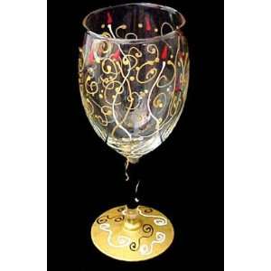  Celebration Design   Hand Painted   Grande Wine Glass   16 