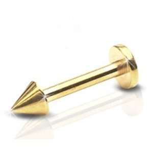 14g Gold Plated Labret Stud Lip Ring Piercing with Spike 14 Gauge 3/8 