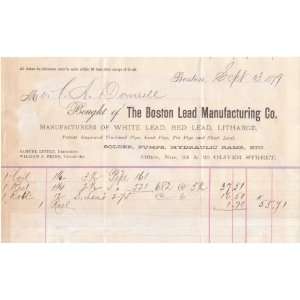 1879 Boston Lead Manufacturing Co. Bill Head Everything 