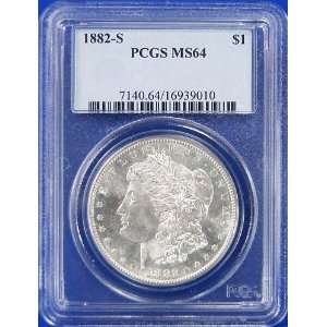  1882 S MS64 Morgan Silver Dollar Graded by PCGS 