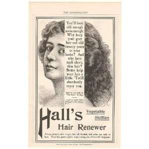 1899 Halls Vegetable Sicilian Hair Renewer Print Ad (Memorabilia 