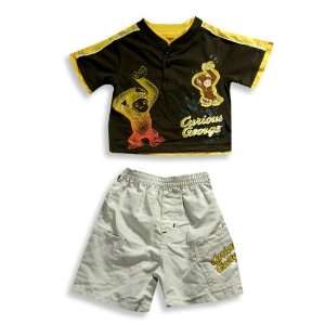     Infant Boys Short Sleeve Short Set, Brown, Yellow (Size 18Months