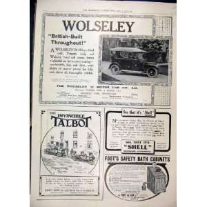  1911 Advert Wolseley Motor Car Talbot Shell Safety Bath 