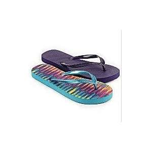  Mixit 2 Pack Flip Flop, Size 7, Mulit and Purple, 2 Pairs 