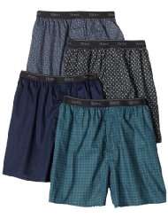 Hanes Mens 4 Pack Classics Woven Printed Boxers