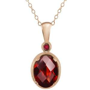  1.41 Ct Checkerboard Red Garnet Gold Plated Sterling 