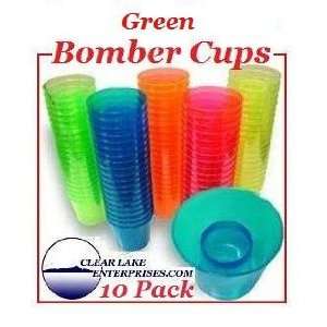 Hard Plastic Powerbomb glasses or Bomber Cups   Pack of 10   GREEN 