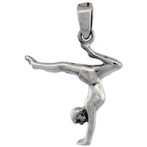   Sterling Silver Gymnastics Gymnast Pendant, 1 in. (25mm) tall Jewelry