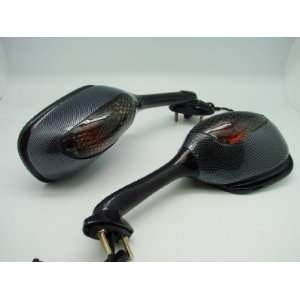 Carbon Fiber Left Right Turn Signal Mirrors with Smoke Lens for Suzuki 
