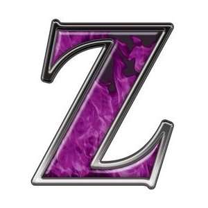  Reflective Letter Z with Inferno Purple Flames   6 h   REFLECTIVE 