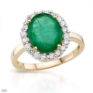Ring With 4.10ctw Precious Stones   Genuine Clean Diamonds and Emerald 