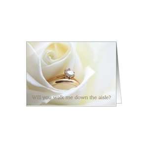 Walk me down the Aisle request   Bridal set in white rose Card