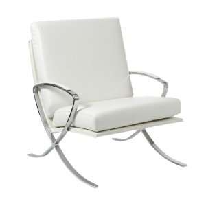  Lounge Chair (White and Chrome) (34H x 28W x 31D)