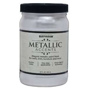   32 Ounce Quart Water Based One Part Metallic Finish Paint, Sea Shell