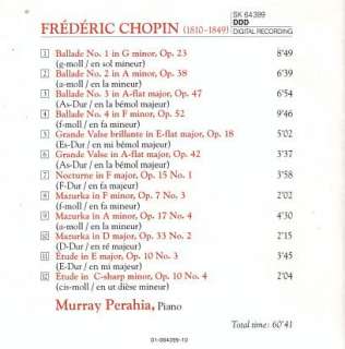 MURRAY PERAHIA[PIANO] CHOPIN 4 BALLADES 074646439920  