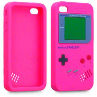 HOT PINK GAMEBOY STYLE RUBBER CASE/COVER FOR IPHONE 4  