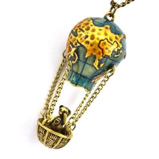 GLOBETROTTER Retro Earth Globe Travellers Hot Air Balloon Necklace 