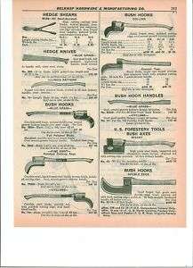 1937 Bush Hooks Ax US Forestery Pine Knot Doo Klip ad  