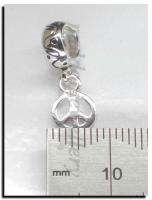 Peace Symbol Sign Dangle Bead Sterling Silver Charm Spacer .925 X 1 
