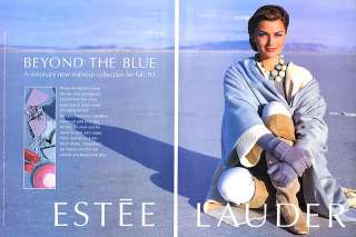 1993 Estee Paulina Porizkova blue makeup magazine ad  
