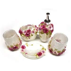   Bathroom Accessory with 3D flower Resin set for Bath