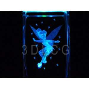  Disney Tinkerbell Flying 3D Laser Etched Crystal S2 