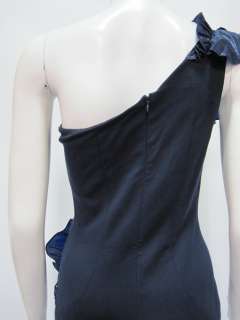 Thread womens ink blue diagonal ruffled one shoulder knit dress 2 $525 