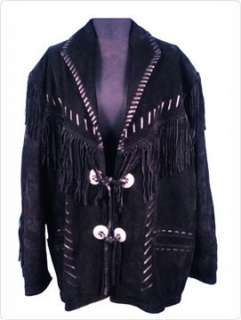Mens Cowboy Western Wear Suede Leather Coat Type Show Jacket Fringed 