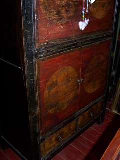 Chinese Antique Painted Shanxi Cabinet 4/Drs 2/Drawers  