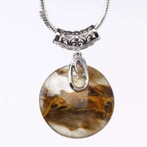Agate Puff Coin Bead Pendant For Necklace F0143 3  