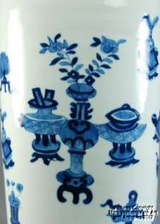 Large Chinese Blue and White Porcelain Vase, Scholars Items, 19th 