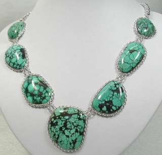 220cts Genuine Natural Turquoise 925 Silver Necklace  
