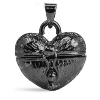Heart Prayer Box Locket Drop Gun Metal Black MB0495 7  